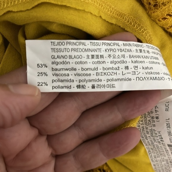 Zara Basic Collection Lace Floral A Line Dress Mustard Yellow Collared Large - Picture 8 of 8